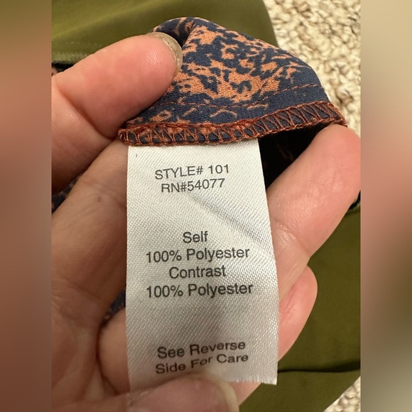 CAbi Orange and Black Patterned Blouse with Green Trim size M - Picture 6 of 7